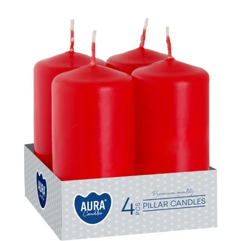 Набір свічок 4 шт. циліндр Bispol AURA Candles Червоний (sw40/80-030)