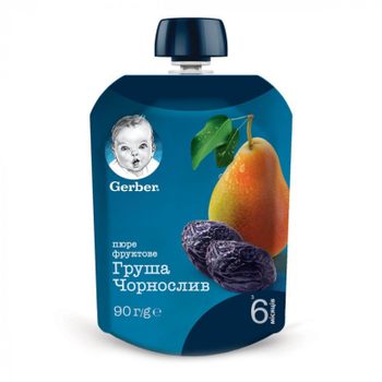 Дитяче пюре Gerber Груша та чорнослив 90 г (7613036346375)