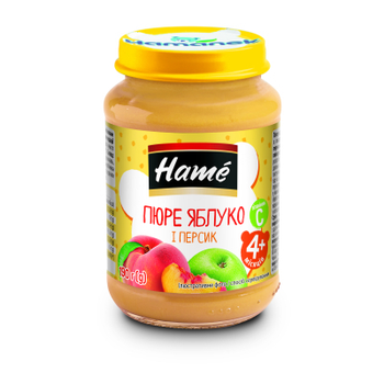 Дитяче пюре Hame яблуко та персик 190 г (8595139703776)