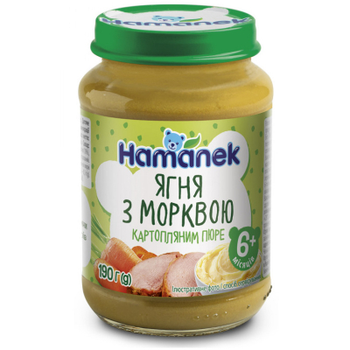 Дитяче пюре Hamanek Ягня Морква Картопляне пюре 190 г (8595139795467)