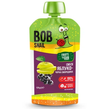 2шт, Детское пюре Bob Snail Улитка Боб Яблоко-черная смородина 120 г (4820219343790)