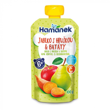 Дитяче пюре Hamanek яблуко з грушею та бататом 100 г (8595139798437)