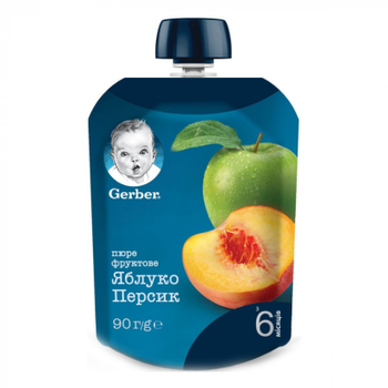 Дитяче пюре Gerber Яблуко та персик 90 г (7613036345460)
