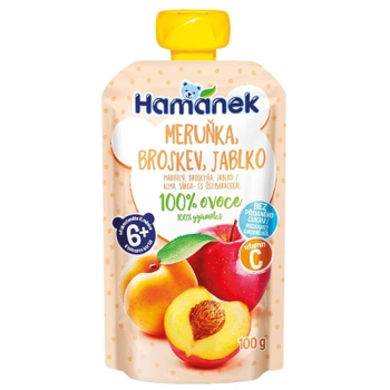 Дитяче пюре Hamanek з яблук, абрикосів та персиків 100 г (1215912)