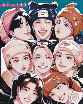 Картина по номерам Аниме K-Pop: Stray Kids 40*50 см Оригами (LW31890)