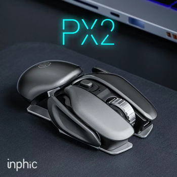 Мышь INPHIC PX2 беспроводная с подключением USB 2.4ГГц, аккумулятором и 1600 DPI, gray