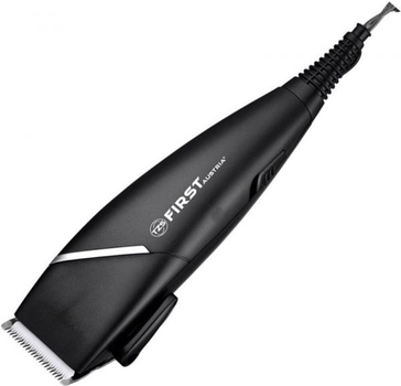 Машинка для стрижки First fa-5674-4 Black, 15w, питание от сети, 4 насадки, регулируемая длина лезвий, щеточка для чистки, расческа, ножницы, масло