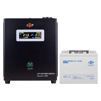 Комплект резервного живлення UPS 500VA+АКБ MG 520W LogicPower 14011 (настінний ДБЖ 350W+40Ah батарея мультигелева)