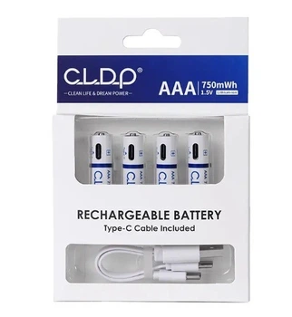 Аккумуляторная батарейка AAA CLDP Li-Ion 1.5V 750mWh Type-C USB 4 шт