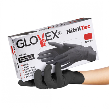 Одноразові рукавички вінілові 100 шт в упаковці Розмір M Чорні