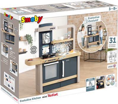 Interaktywna kuchnia Smoby Tefal Evolution z regulacją wysokości i akcesoriami (312308) (3032163123088)