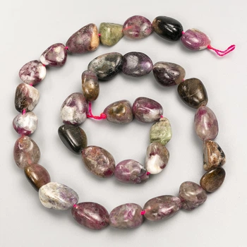 Бусины из натурального камня турмалин-самородки на нитке, диаметр 10×14 мм, длина 40 см, ida71858