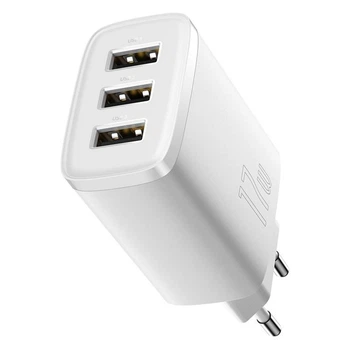 Блок питания Baseus Compact 17W (3 USB) зарядное устройство белое