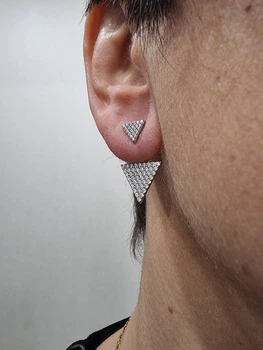 Серебряные серьги-джекеты с фианитами. 902-00981