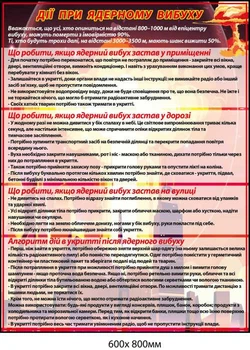 Стенд Дії при ядерному вибуху 600х800 мм Д-8970