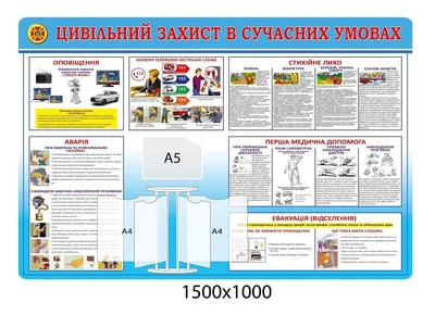 Стенд Цивільний захист в сучасних умовах (з кишенями) 1500 х1000 мм Д-5615