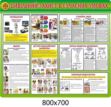Стенд Цивільний захист Інформація 800х700 мм Д-2446