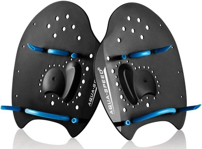 Лопатки для плавания Aqua Speed Skill Paddle 1791 черный, синий Унисекс L 21,5х20см