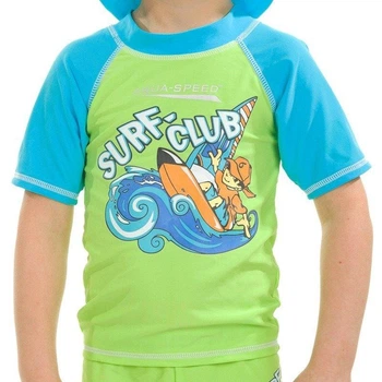 Топ сонцезахисний для хлопців Aqua Speed SURF-CLUB T-SHIRT 2020 зелений, блакитний Діти 104 см