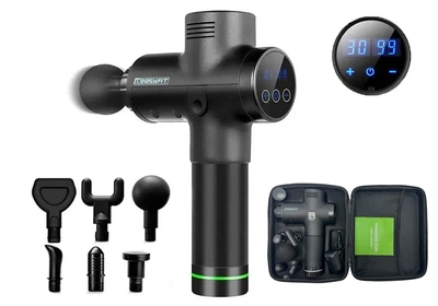 Масажний пістолет EasyFit Percussio (портативний перкусійний вібромасажер для тіла з 6 насадками) EFPERC1601B