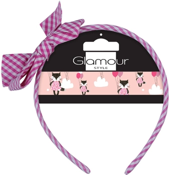 Обідок для волосся Glamour Kids з бантом Рожева клітинка (5902704171626)