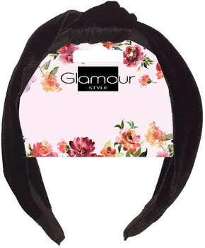 Opaska do włosów Glamour z węzłem welurowa Czarna (5902704176263)