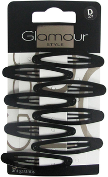 Spinki do włosów Glamour Owalne Czarne 8 szt (3031440003075)