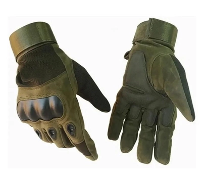 Универсальные тактические полнопалые перчатки с защитой косточек на флисе оливковые 800100-XL