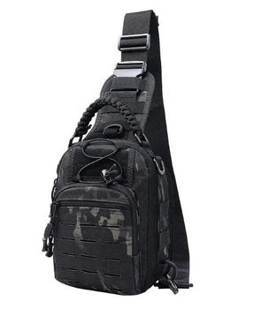 Сумка-рюкзак нагрудная тактическая однолямочная Темный камуфляж ZE0144 Laser