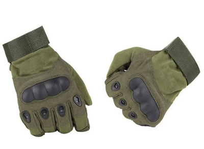 Універсальні тактичні захисні повнопалі рукавички із захистом кісточок олива 8001-XL