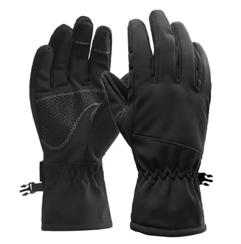 Водоотталкивающие тактические ветрозащитные Softshell на флисе зимние перчатки Черные 9001-XL