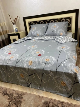 Комплект постельного белья Soft полуторный 150х215 см цветы одуванчики волна