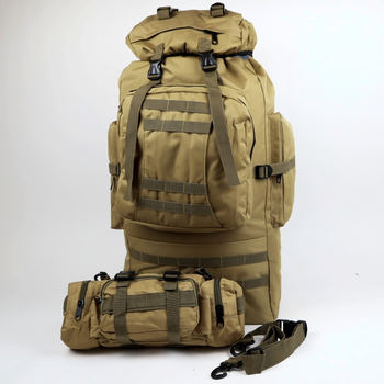 Рюкзак тактический 90л с сумкой-органайзером Oxford 800D Койот