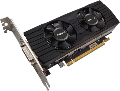 Відеокарта PNY PCI-Ex GeForce GTX 1650 Dual Fan LP 4GB GDDR6 (128bit) (1410/12000) (HDMI, DisplayPort, DVI-D Dual Link) (VCG16504DFMPB)