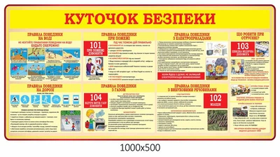 Стенд Куточок безпеки для школи (жовтий) 1000х500 мм Д-3472
