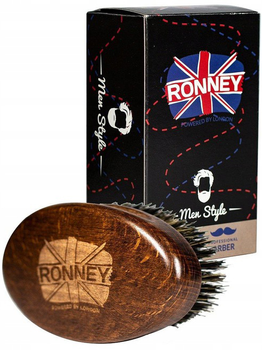 Щітка для бороди Ronney з натуральної щетини дерев'яна велика темно-коричнева (5060456770419)