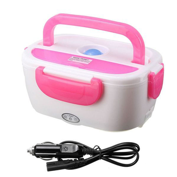 Ланч-бокс электрический The Electric Lunch Box с подогревом 220V/12V. Термос для еды с подогревом розовый