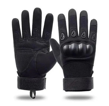 Универсальные тактические защитные полнопалые перчатки с защитой косточек черные 8000-XL