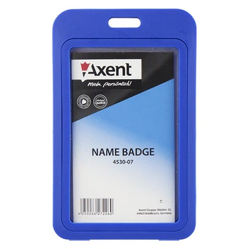 Бейдж вертикальний Axent 70x110 мм PVC синій (4530-07-A)
