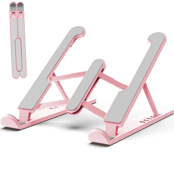 Подставка для ноутбука складная Laptop Stand 25х22 см ТИП3 Розовая ABS пластик и силикон