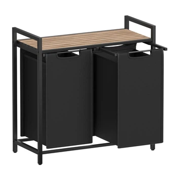 Корзина для белья на 2 отделения 73×33×72 см черный / белый