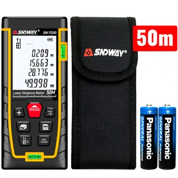 Лазерный дальномер с 2D уровнем SNDWAY 50М + чехол + батарейки