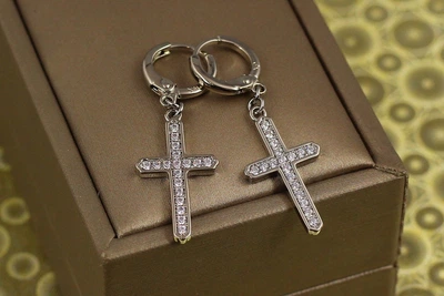 Серьги подвески Xuping Jewelry крестики рожденственское сияние 3,8 см серебристые