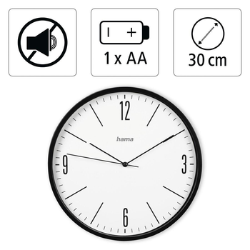 Настінний годинник Hama Elegance (4047443465412) Чорний