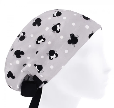 Медицинская шапочка женская HeadwearUniverse универсальная принт Микки Маус на сером