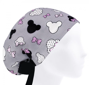 Медицинская шапочка женская HeadwearUniverse универсальная принт Микки Маус розовый бантик