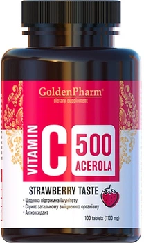 Витамин C Golden Farm Acerola 100 таблеток Клубника (4820183471239)