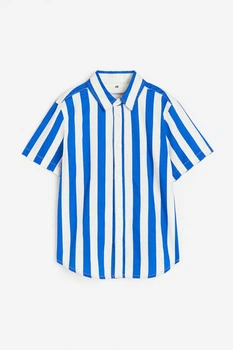 Рубашка с короткими рукавами ярко-синяя Полосатая H&M 92см (400094438)