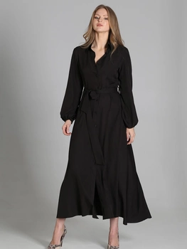 Плаття-сорочка максі жіноче Lanti SUK204 42/44 Чорне (5904252721810)