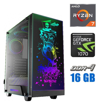 Игровой ПК Tower NEW / AMD Ryzen 7 1800X (8 (16) ядер по 3.6 - 4.0 GHz) / 16 GB DDR4 NEW / 512 GB SSD NEW / nVidia GeForce GTX 1070, 8 GB GDDR5, 256-bit / 600W NEW б/у